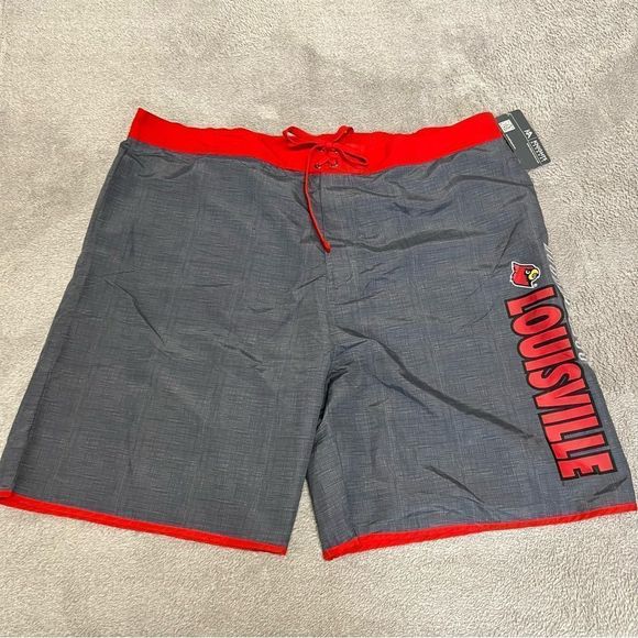 Knights Apparel Other - Louisville Cardinals Swim Shorts Mens XXL Gray Red Knights Apparel board NWT